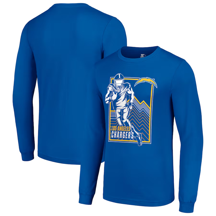 Men Los Angeles Chargers blue 2024 NFL Long sleeve T Shirts->nfl t-shirts->Sports Accessory